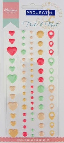 Enamel dots & hearts - Pink & mint