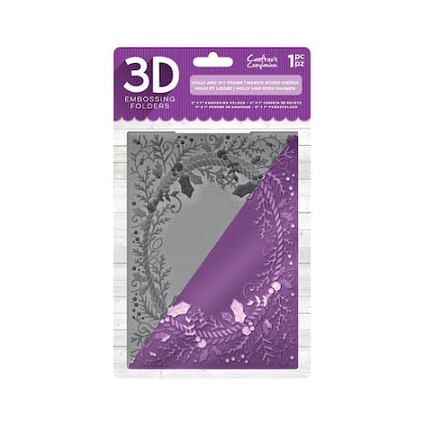 Crafters Companion 5x7 3D Embossing Folder - Holly and Ivy Frame