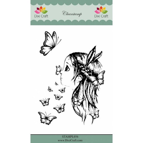 Dixi craft clearstamp - girl w butterflies