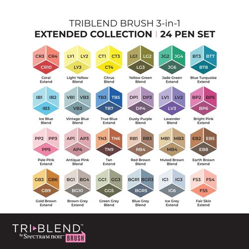 Spectrum Noir TriBlend Brush Marker  - "extended Collection 24pcs" SN-TBBR-EXTD24