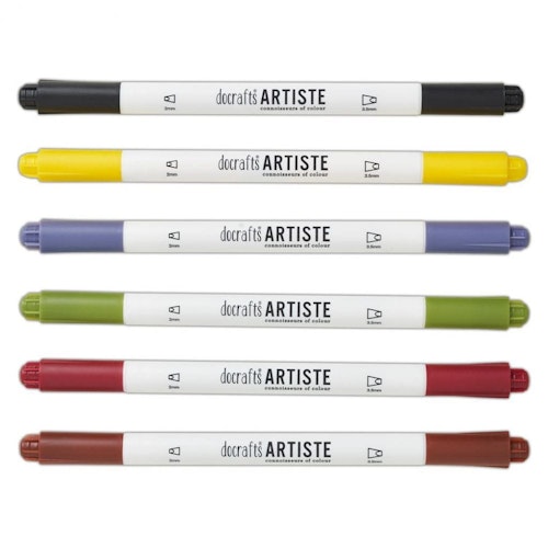 Docrafts Artiste Dual Tip Calligraphy Pens (6 Pack)