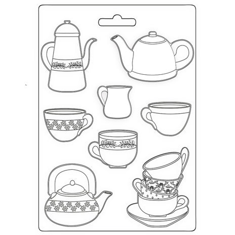 Stamperia soft mould, A5 - Welcome Home Soft Mould A5 Cups (K3PTA5643)