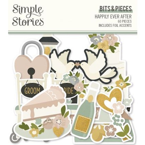 Simple Stories Bits & Pieces Die-Cuts 60/Pkg - happily ever after