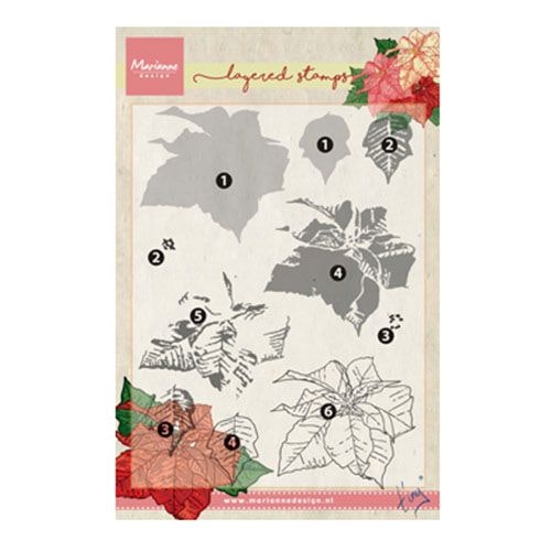Marianne Design Stamps - layered stamps poinsettia tc0859