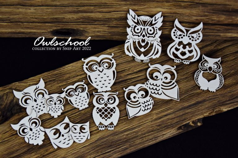 Snipart Chipboard - 35193 Owlschool – Owls – large set