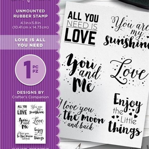 Crafters companion Rubber Stamps - all you need is love textstämplar