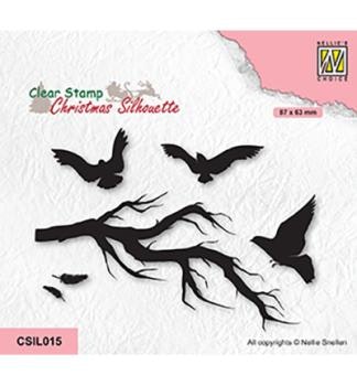 Clearstamps Nellie Snellen - Branch with birds csil015