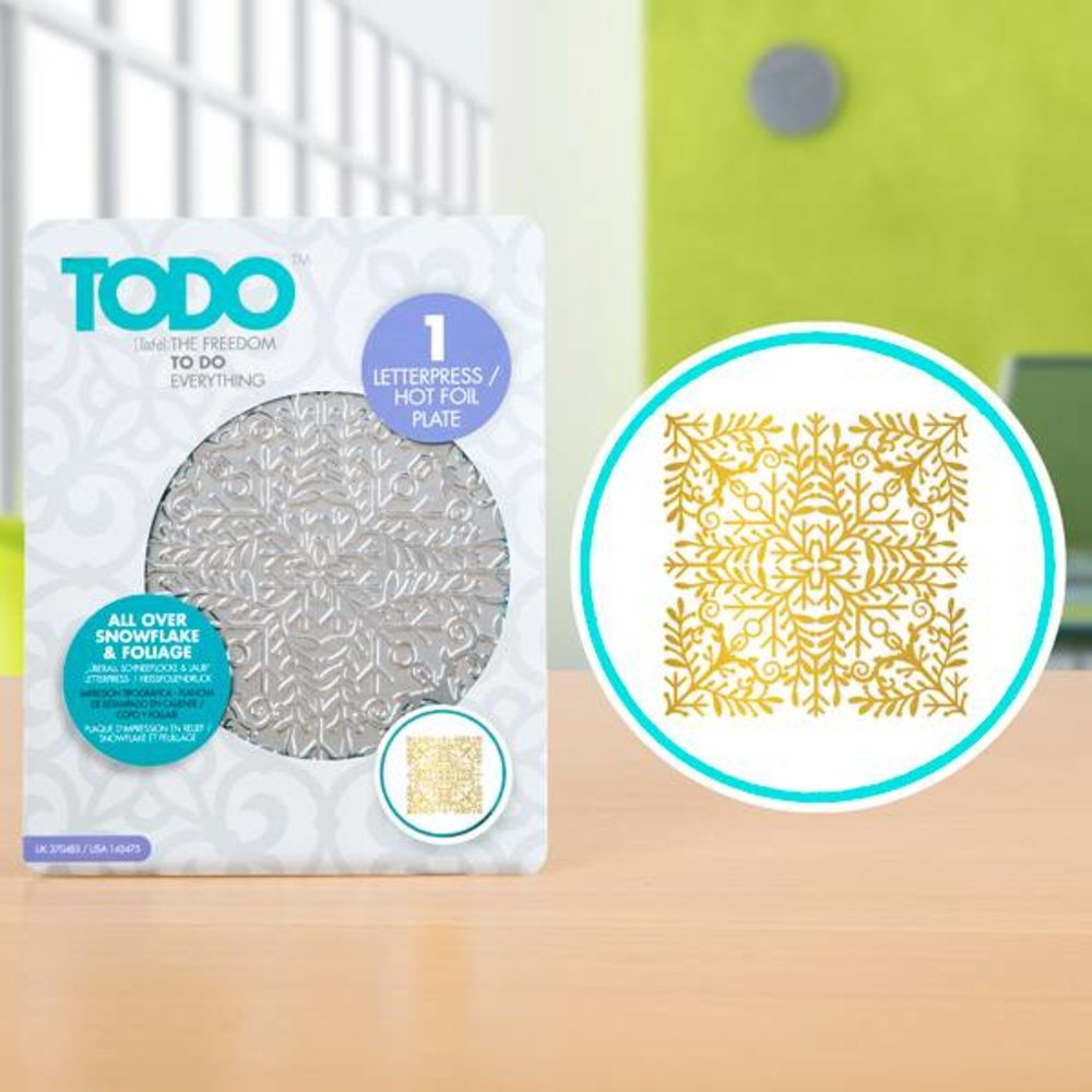 TODO Hot Foil Plate - all over snowflake and foliage 370485
