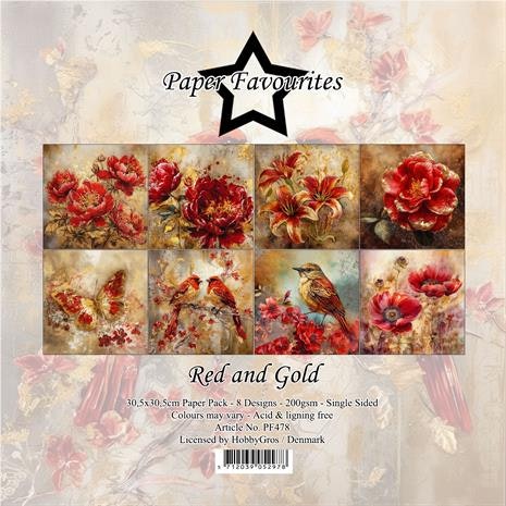 Paper Favourites Paper Pad 12"x12" - Red and Gold