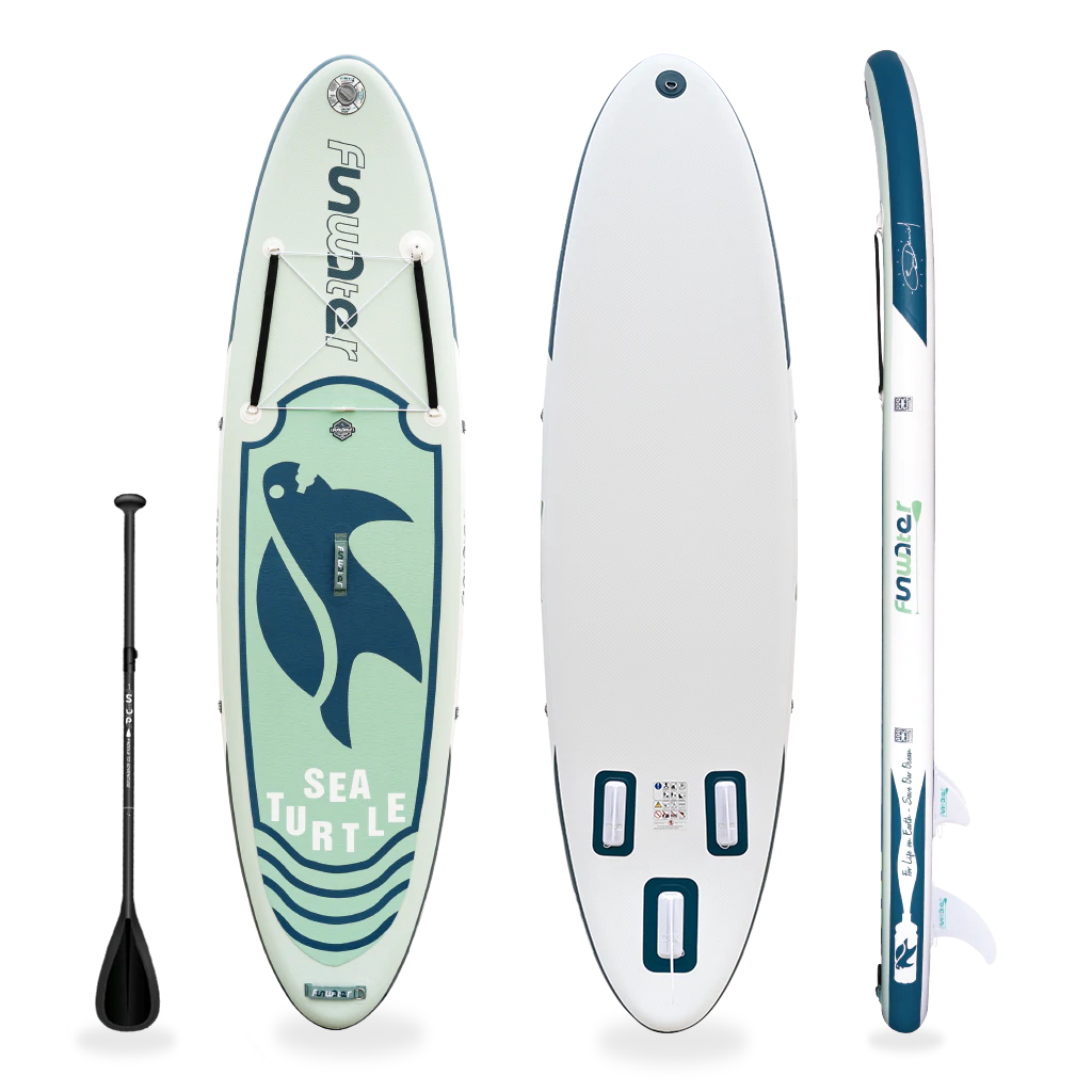 funwater summer inflatable paddle board sup sea turtles green touring 3 fins waterproof fashion
