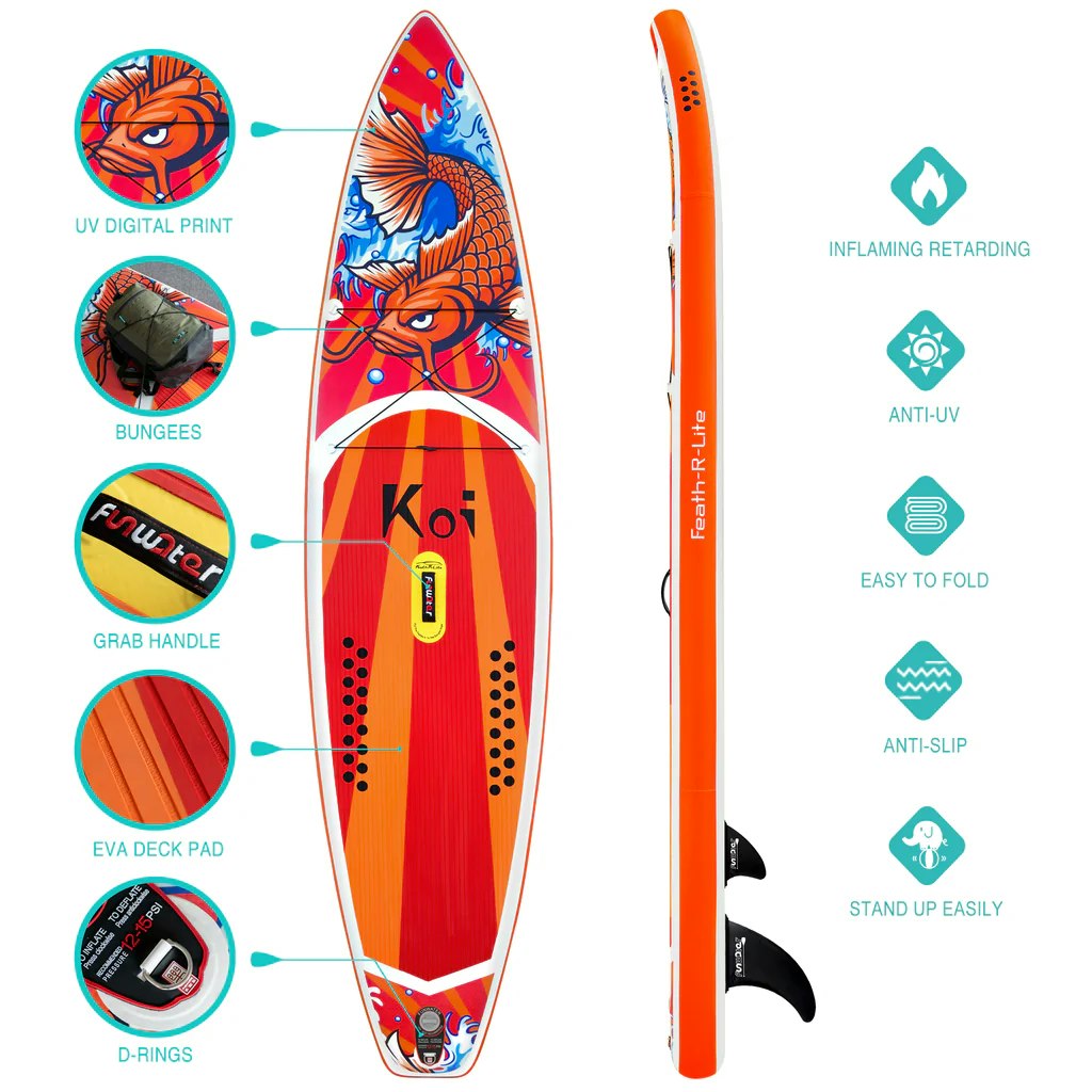 SUPFR01A  funwater summer feath r lite paddle board koi fish fashion 3 fins touring surfing waterproof affordable leisure