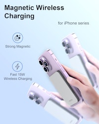 HINOVO Mag-Safe Power Bank 5000mAh, Metall Design 0.35 Ultratunn Magnetisk Powerbank, 15W Snabbladdning Externt Batteri för iPhone 15/14/13/12-Serien