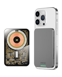 HINOVO Mag-Safe Power Bank，MB1-5000X, 0,35 ultratunn magnetisk laddningsbank med 5000mAh, Cyberpunk-stil transparent batteripack för iPhone 15/14/13/12-serien
