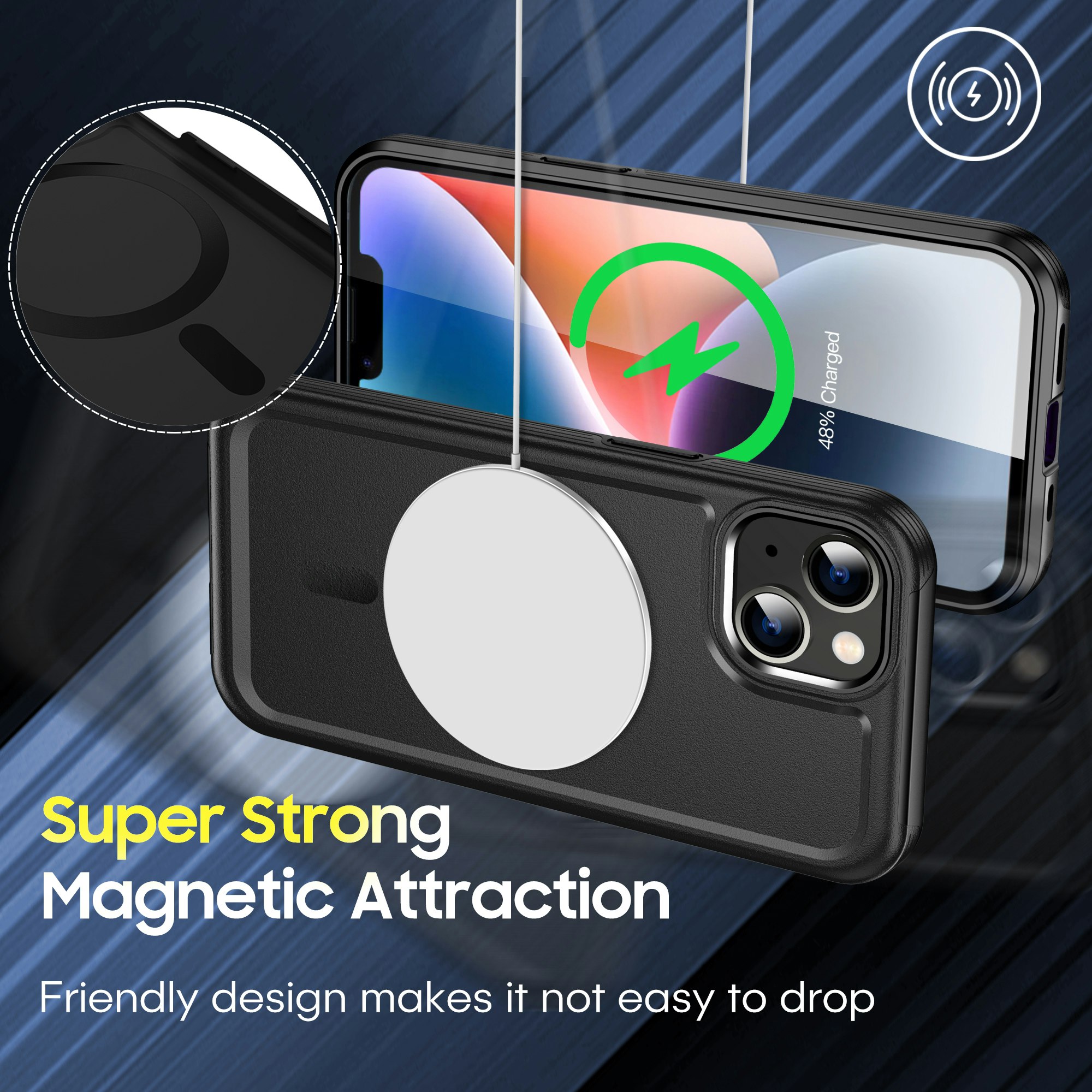Kirin sheild Magnetiskt iPhone 15 Serie Fodral, Mag-safe skyddsfodral för iPhone 15 Serie, Dubblet skydd med en TPU-ram och en PC-bakpanel