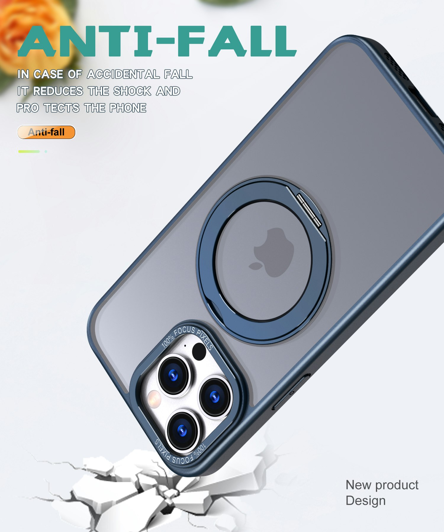 CFSYB2 iPhone 15 Pro Magnetfodral | Mag-Safe-kompatibelt | Inbyggt Osynligt Stativ | Slimmat & Matt Genomskinligt | Stöttåligt Skydd | Svart