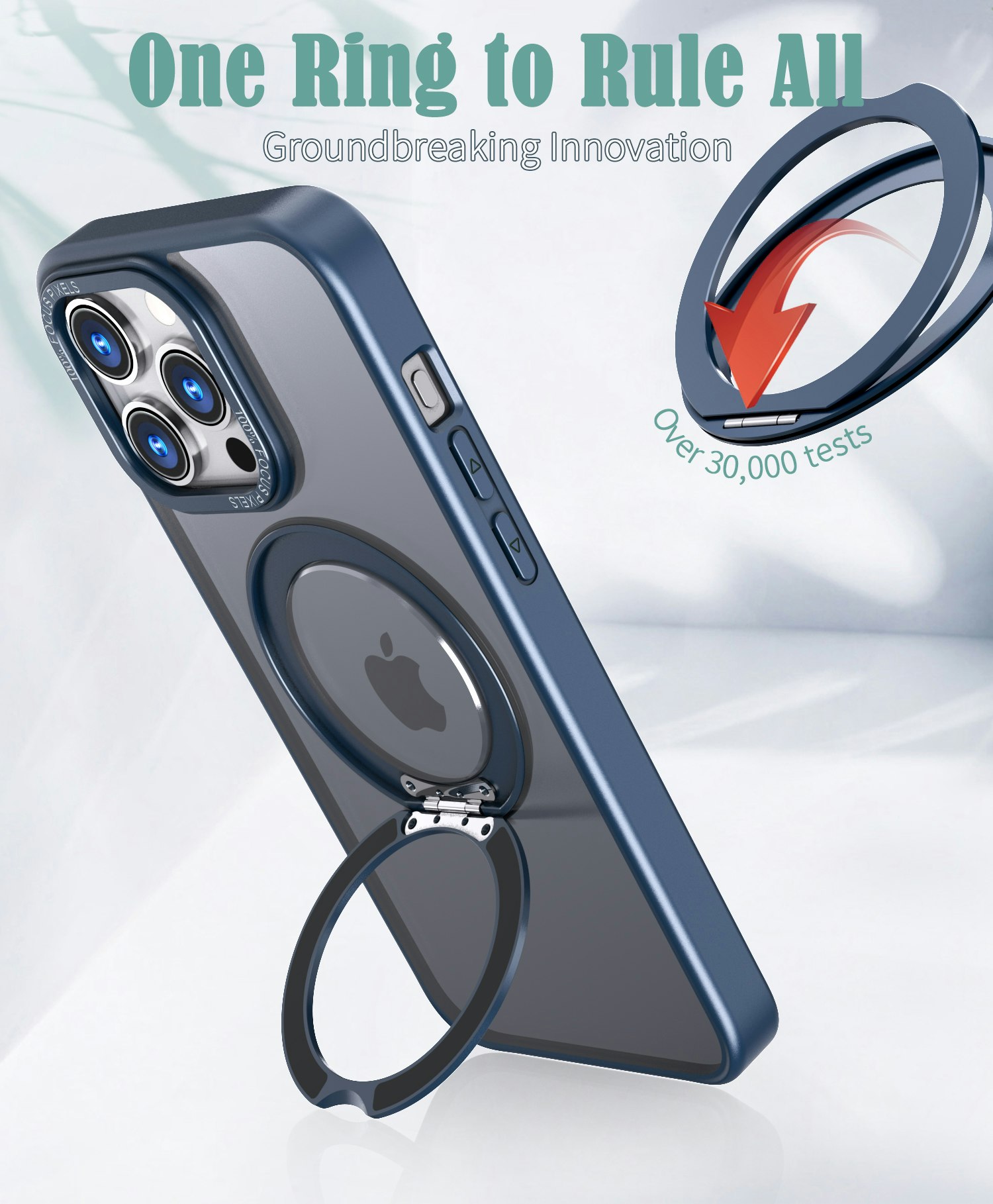 CFSYB2 iPhone 15 Pro Magnetfodral | Mag-Safe-kompatibelt | Inbyggt Osynligt Stativ | Slimmat & Matt Genomskinligt | Stöttåligt Skydd | Svart