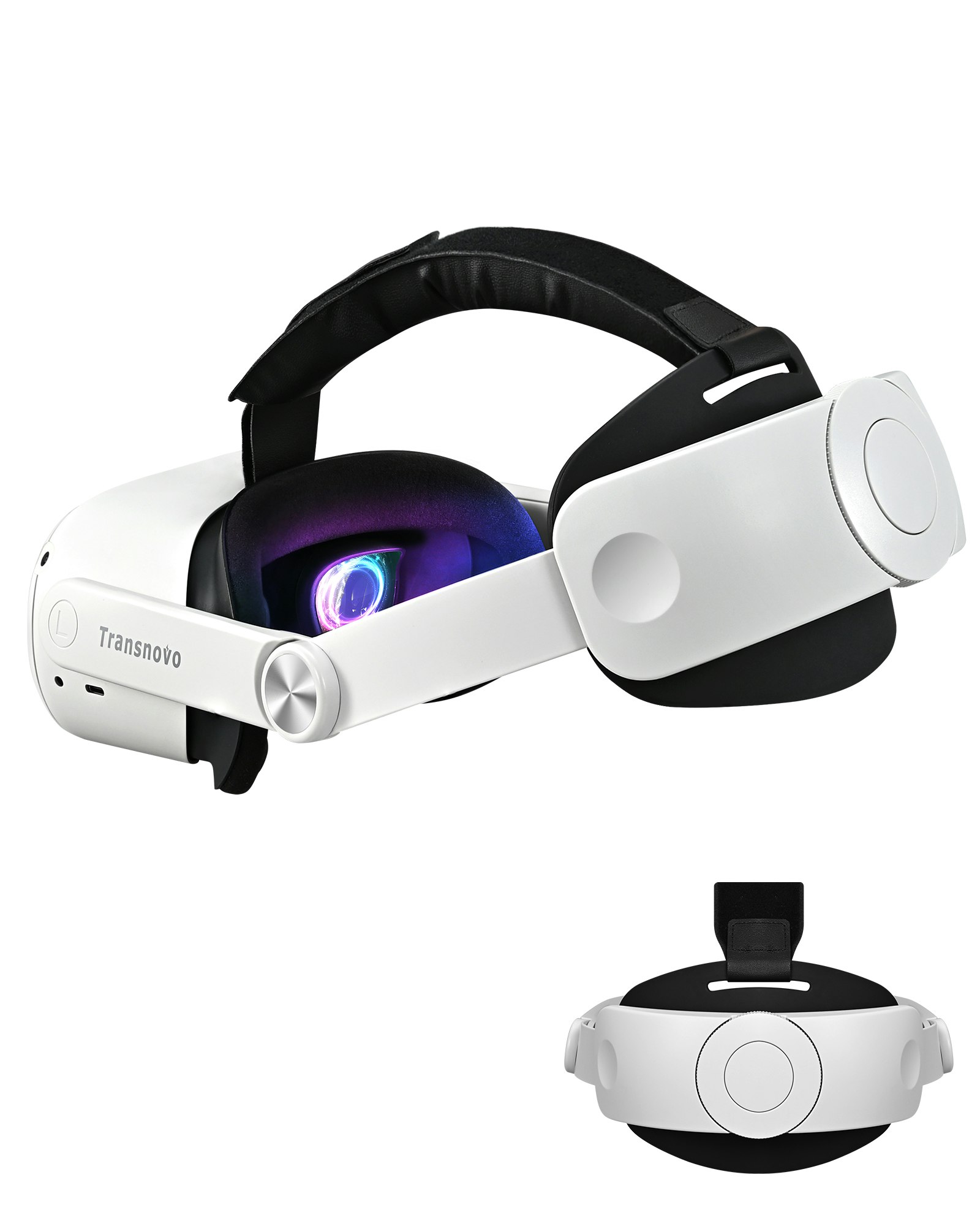 TRANSNOVO Huvudrem Kompatibel med Meta Quest 3, VR-tillbehör för Oculus Quest 3, Enknappsfällbar Lättvikts Elite-rem, Förbättrad Komfort och Stöd för Spelimmersion