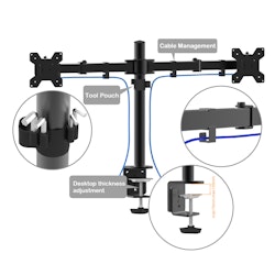 Charmount Dubbel Skärmhållare – Justerbart Fäste för 10''–30'' Skärmar, Maxbelastning 8kg