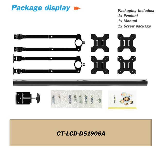 Charmount Skärmhållare för Fyra Skärmar – Justerbart Fäste för 10''–30'' Skärmar, Maxbelastning 8kg per arm