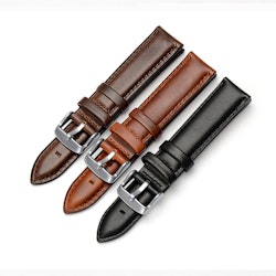 Klassiskt klockarmband av mörkbrunt läder 14mm 16mm 18mm 20mm