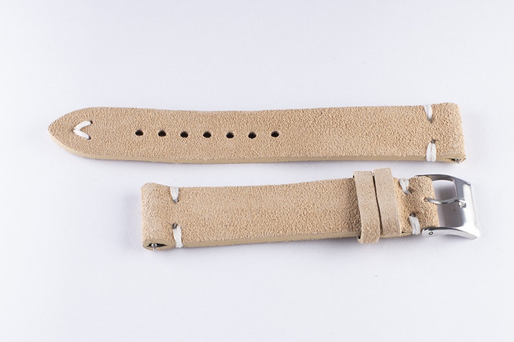 Mocka & Läder Armband Beige / Khaki - 24 mm