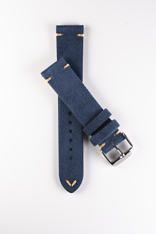 Premium klockarmband av blå mocka 18mm 20mm 22mm