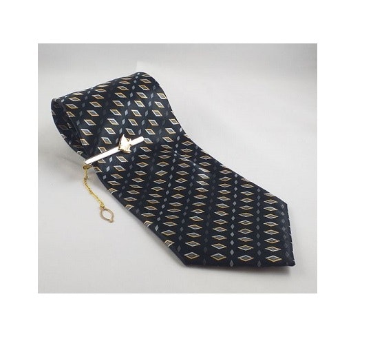 Slipspaket med slipsnål `Fisk´ från Jatala - Handgjord slips - Behagligt tyg