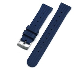Waffle - Gummi Silikon Armband 20 mm & 22 mm - Blått räfflat mönster