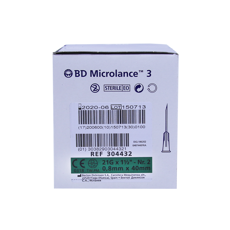 BD Microlance nålar 21G, 0,80x40 mm - grön