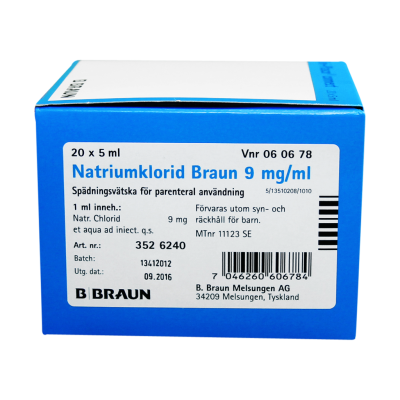 Natriumklorid Braun 9 mg/ml 20 x 5 ml - Kliniklagret Sverige AB