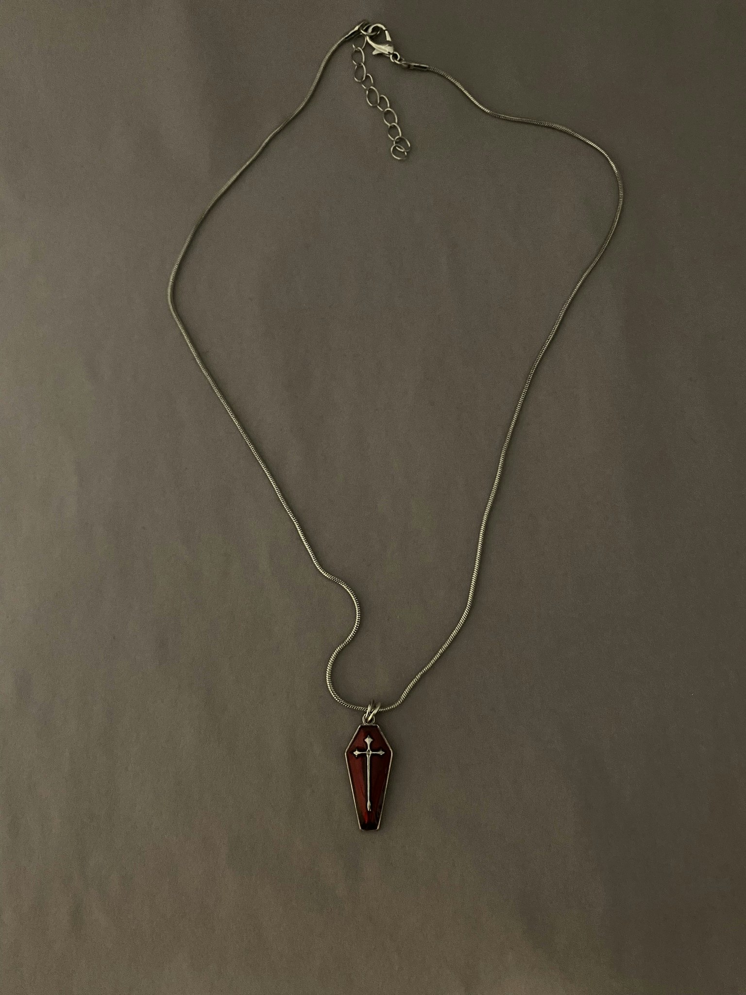 Cross coffin charm necklace