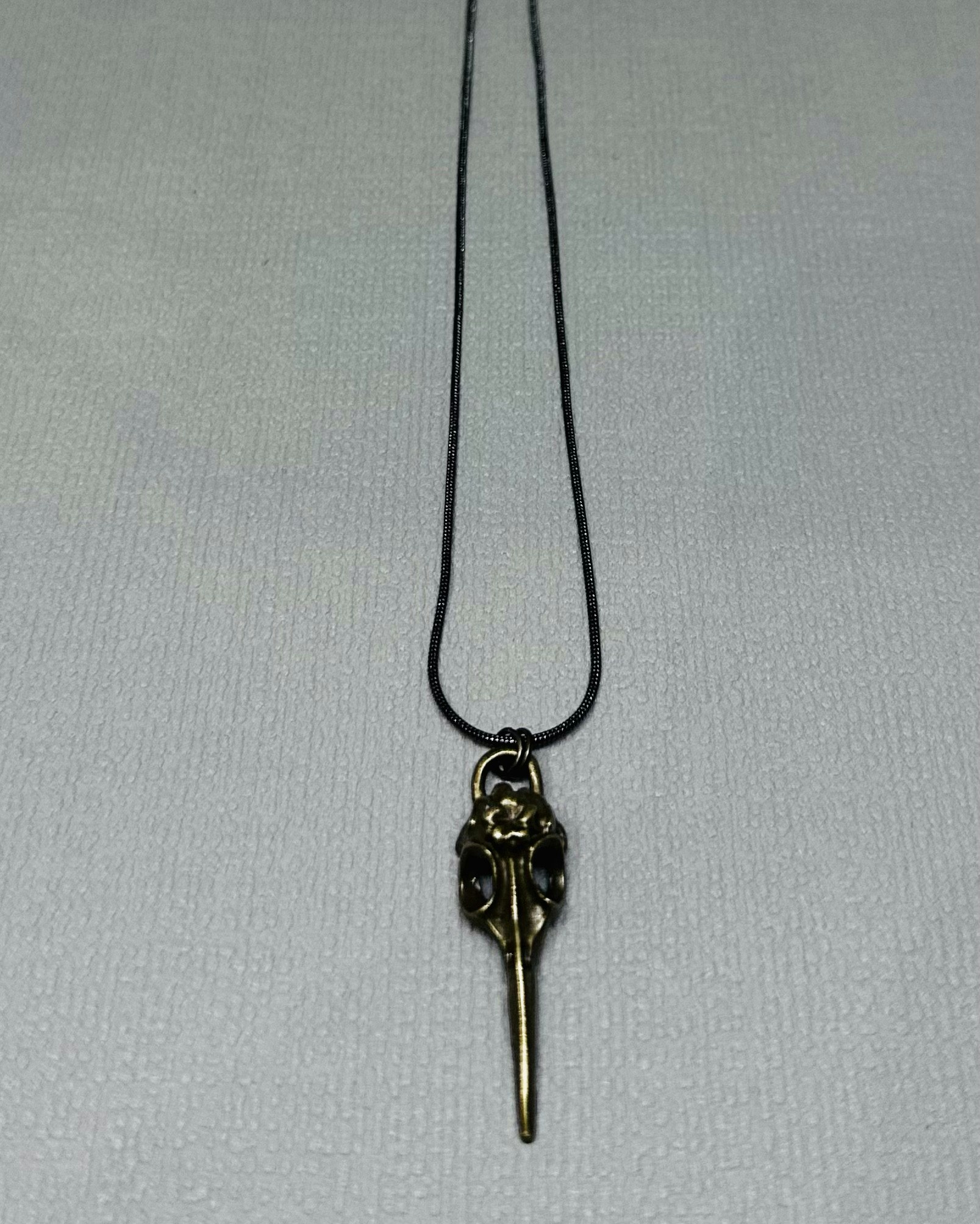 Raven skull charm necklace