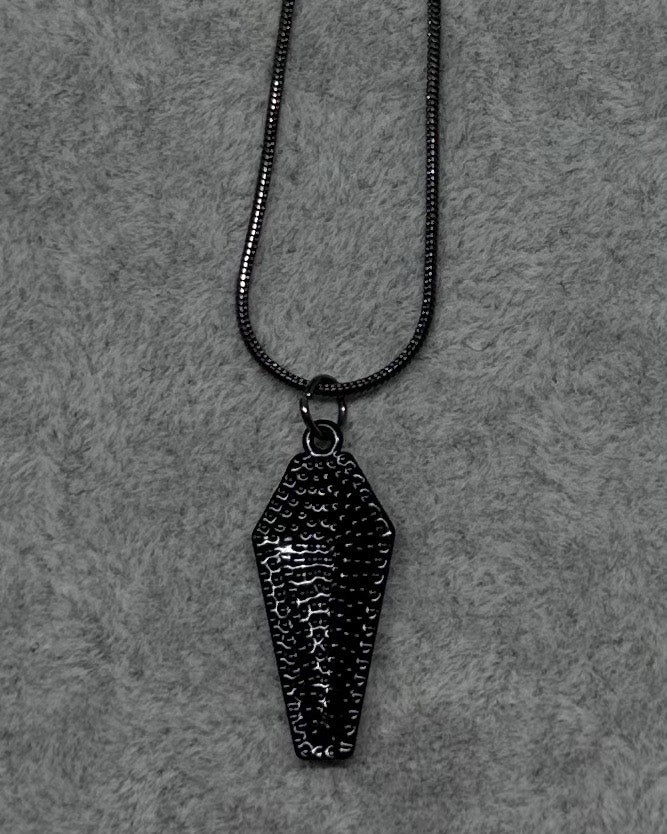 Cross coffin charm necklace