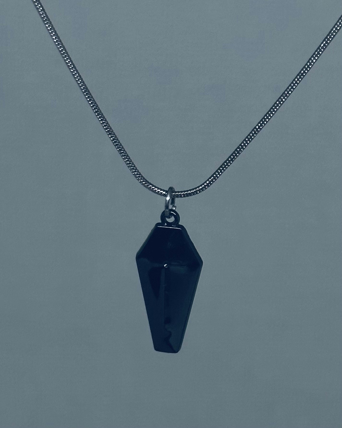Cross coffin charm necklace