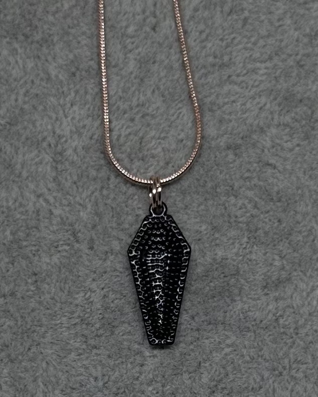 Cross coffin charm necklace