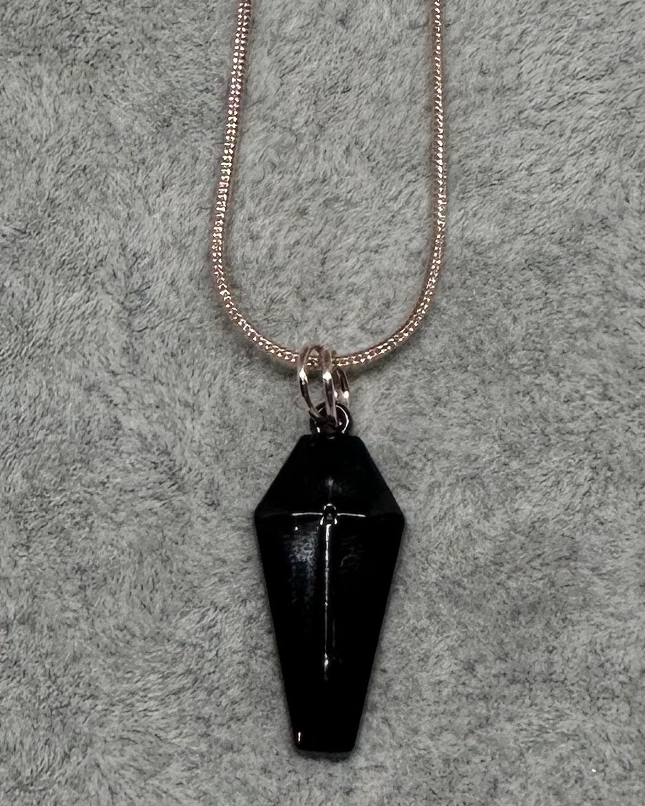 Cross coffin charm necklace