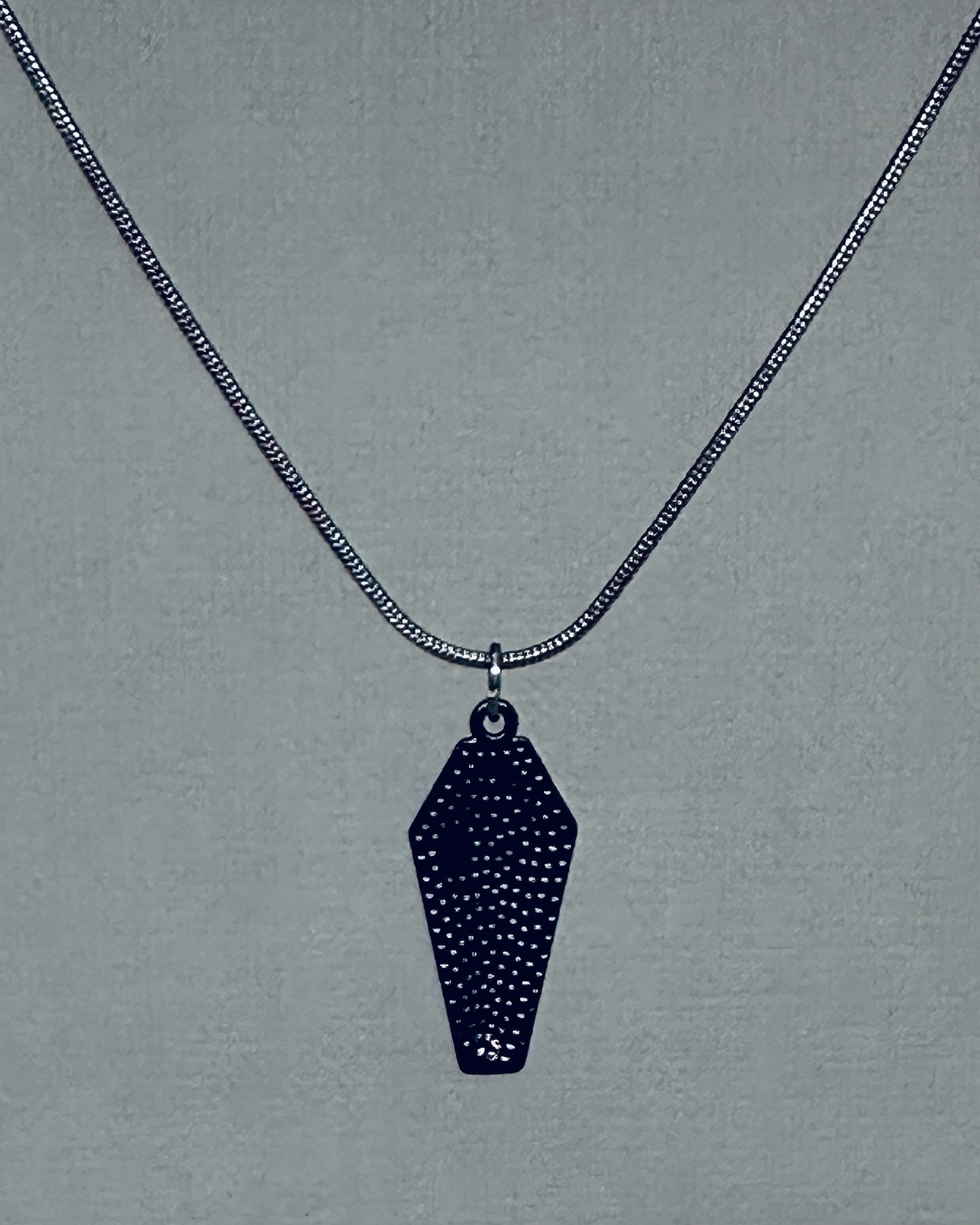 Cross coffin charm necklace