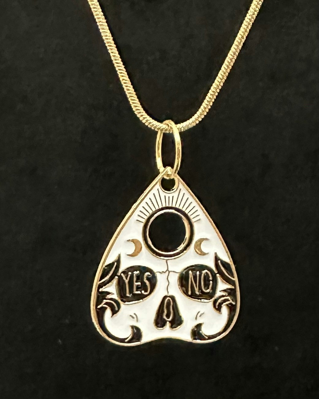 Ouija skull charm necklace
