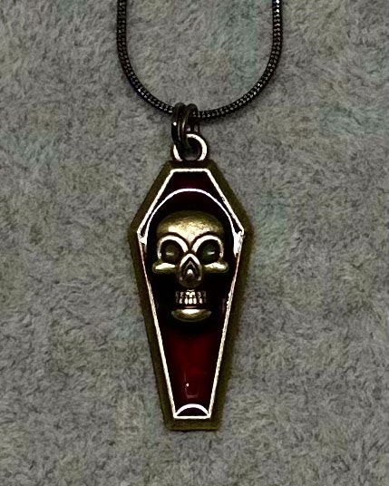 Skull coffin charm necklace