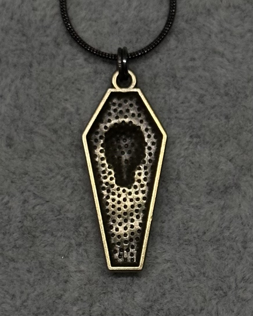 Skull coffin charm necklace