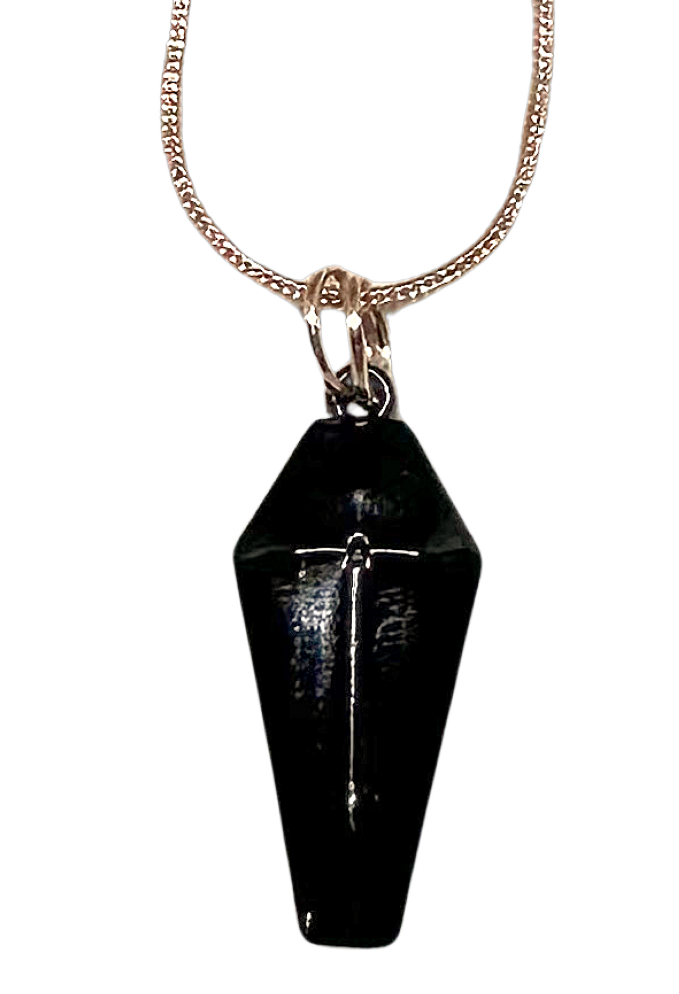 Cross coffin charm necklace