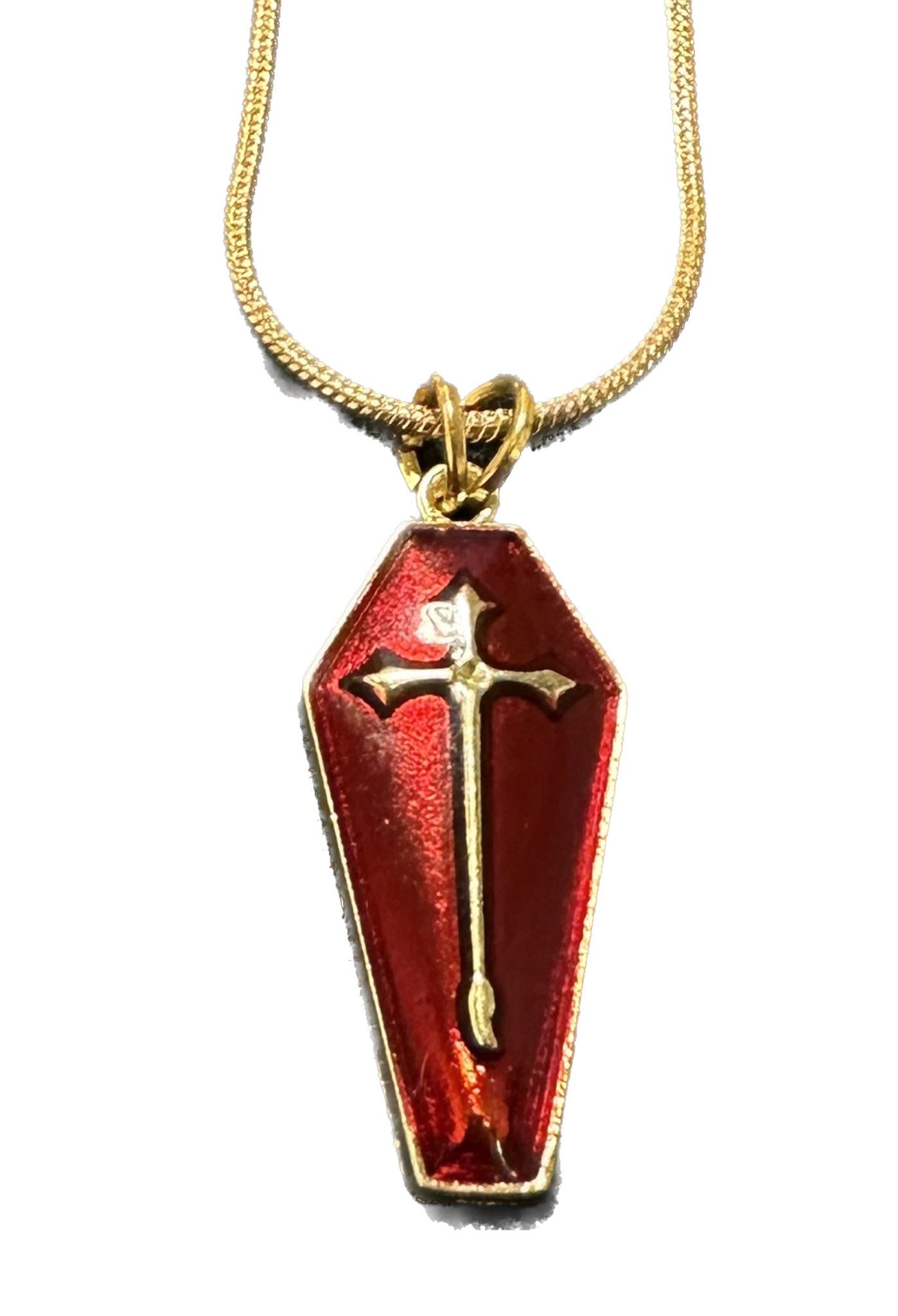 Cross coffin charm necklace