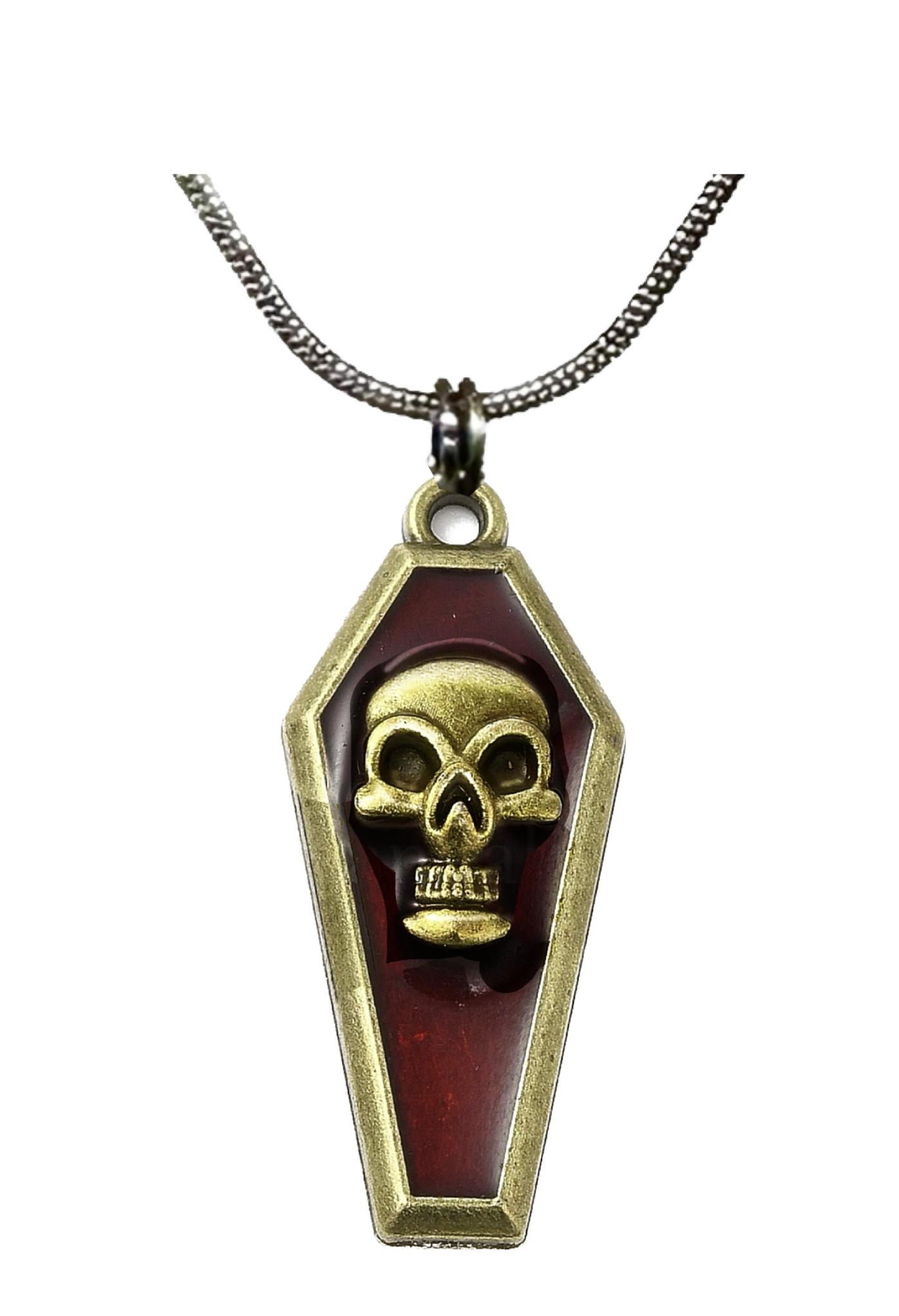 Skull coffin charm necklace