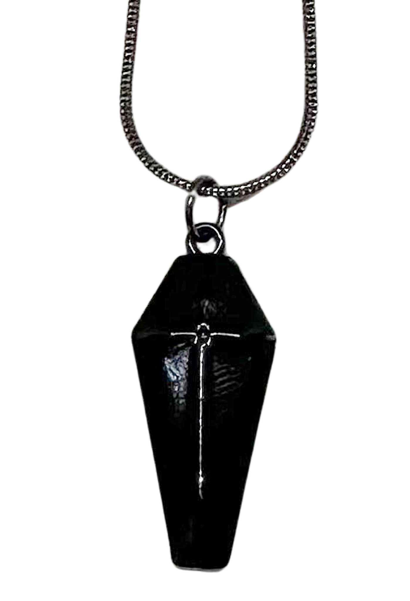 Cross coffin charm necklace