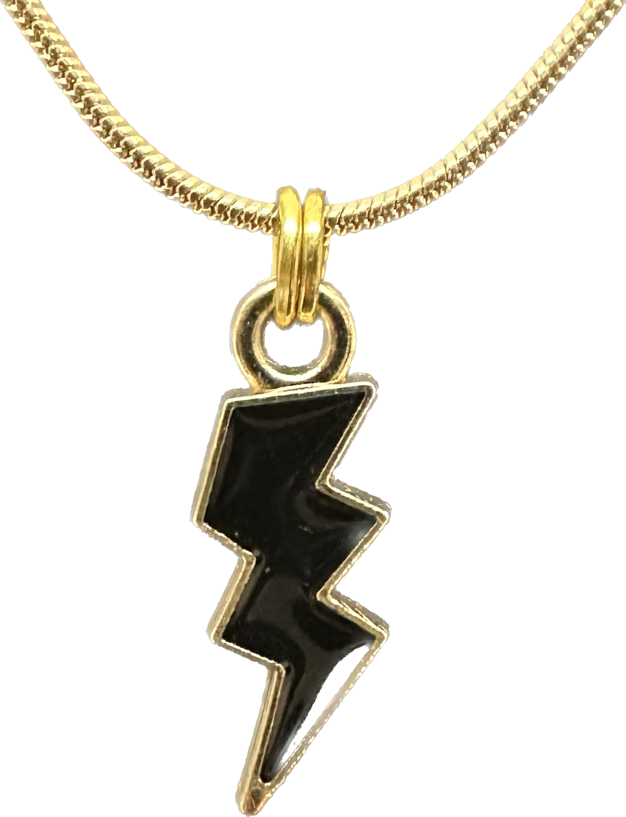 Black lightning charm necklace
