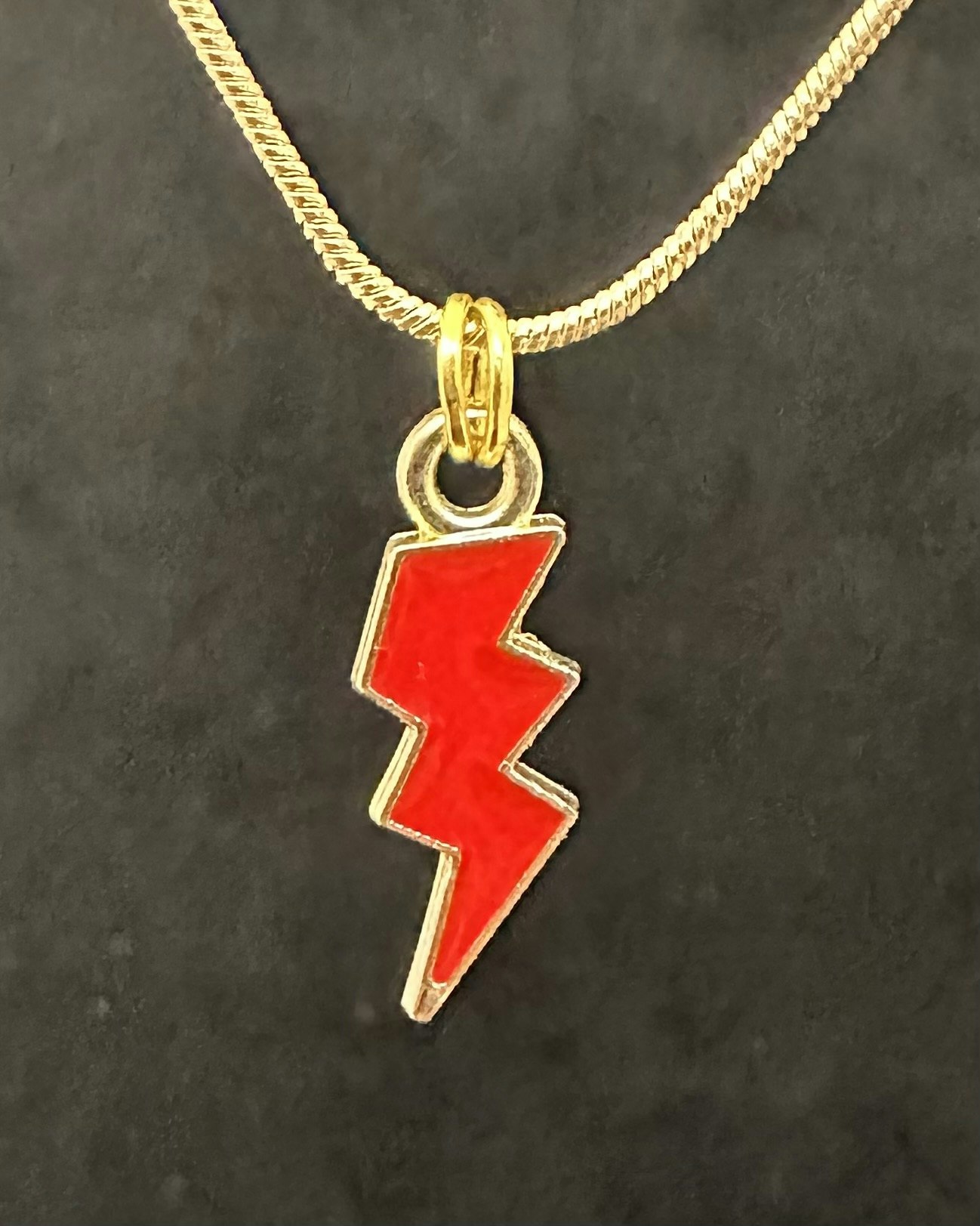 Red lightning charm necklace