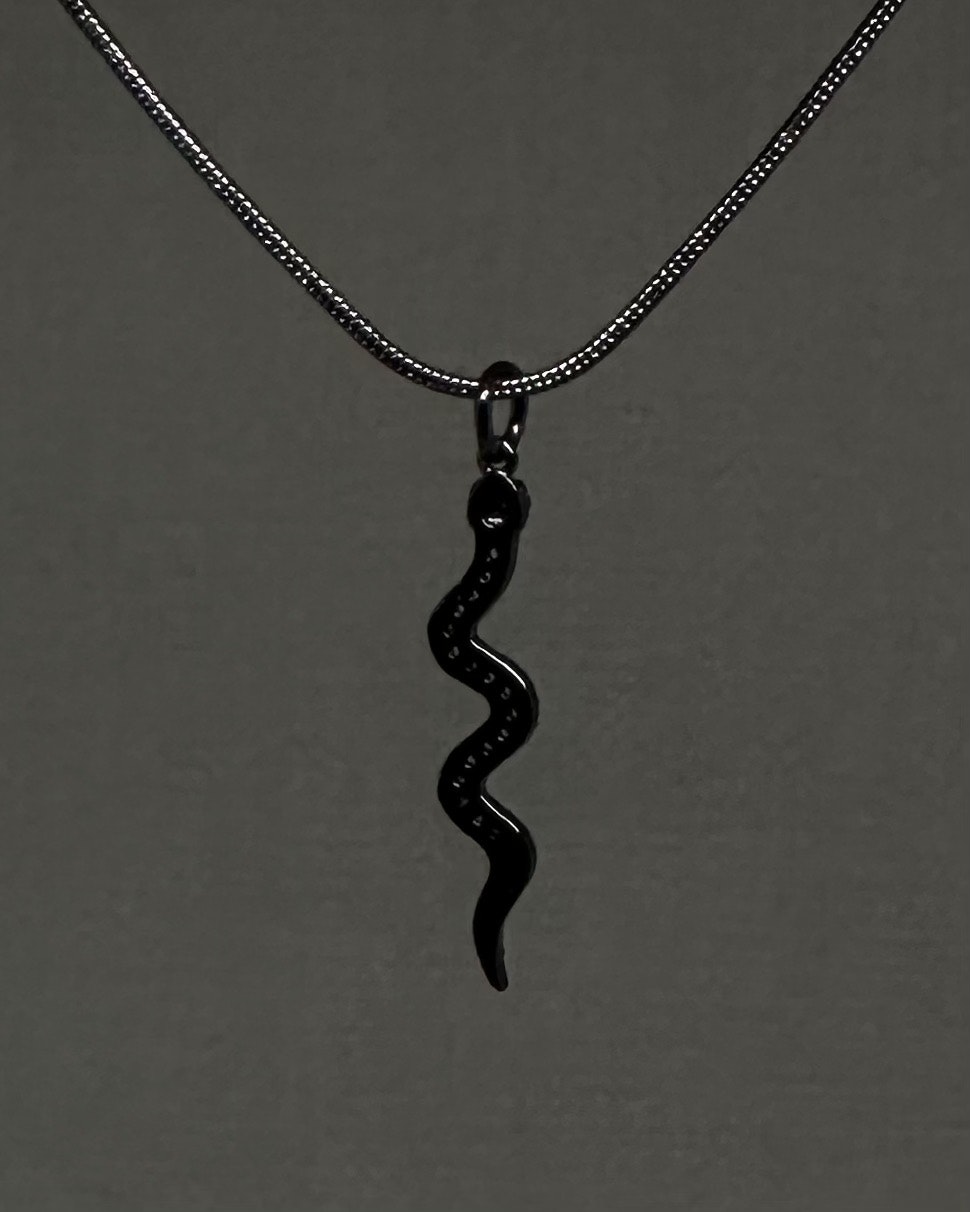 Snake jewelled charm necklace