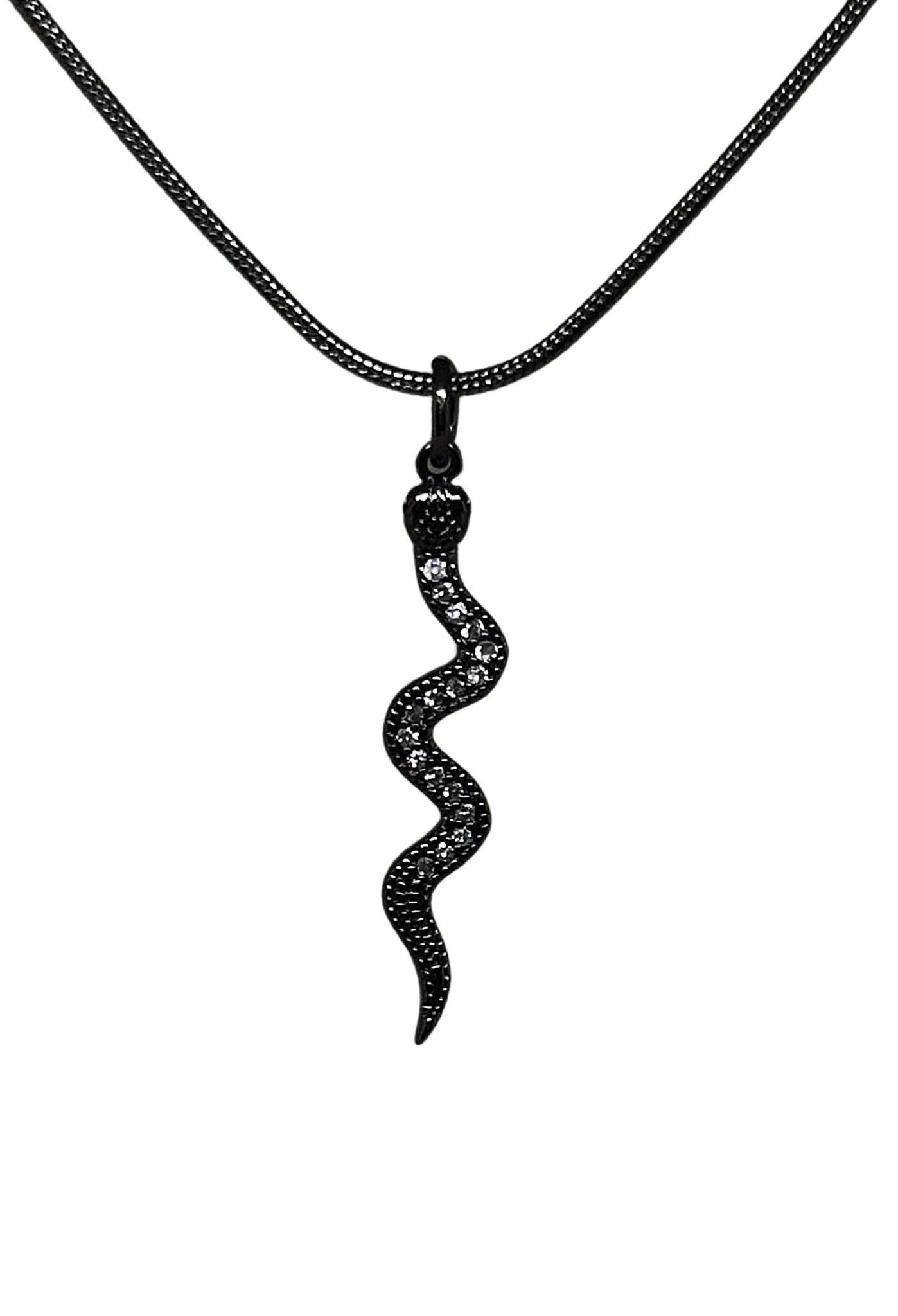 Snake jewelled charm necklace