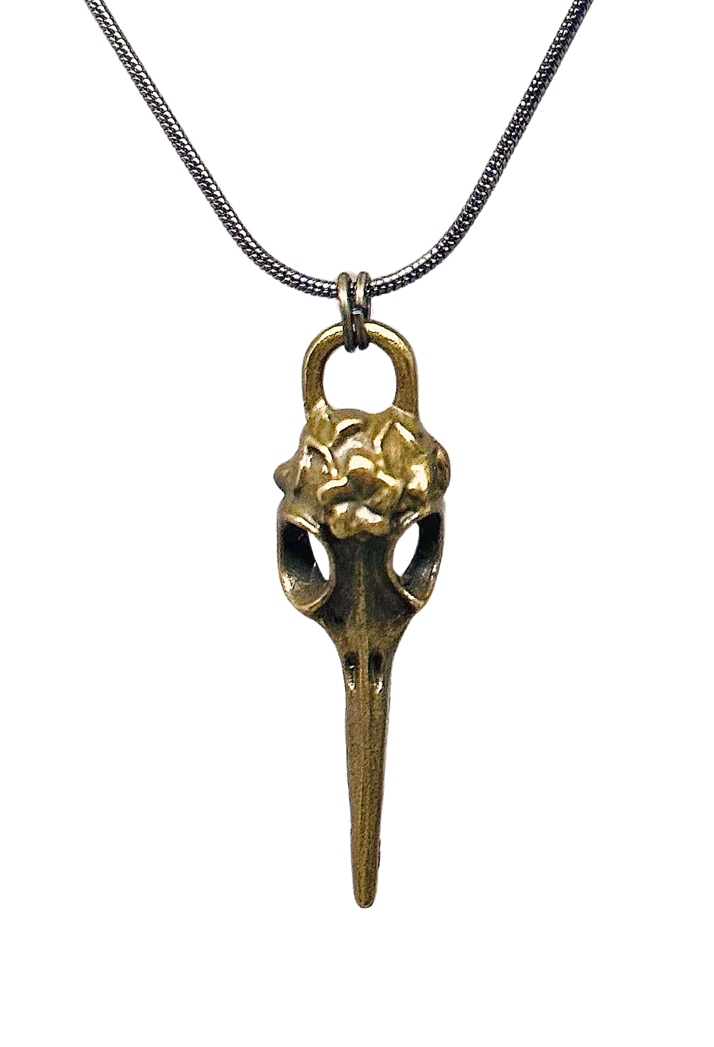Raven skull charm necklace
