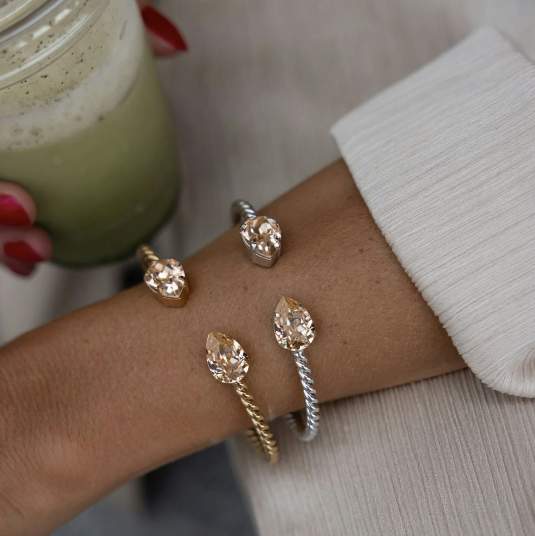 Mini Drop Bracelet Rhodium/ Light Peach